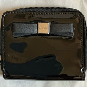 Nine West Glossy Black Wallet with Bow Accent